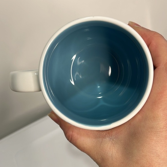 Starbucks Holiday Mug 2007 White Blue Snowflakes Metal Base 14oz Coffee Tea - Picture 4 of 6